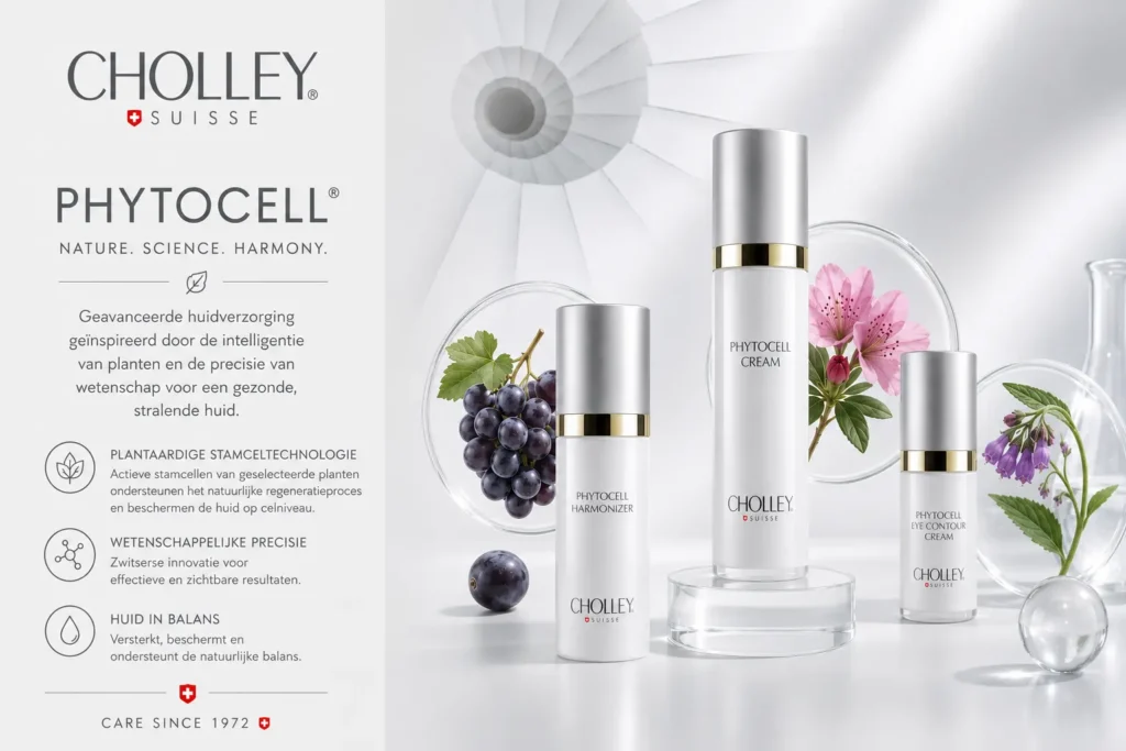 CHOLLEY PHYTOCELL collectie met Zwitserse phyto-stamceltechnologie voor anti-aging en huidregeneratie